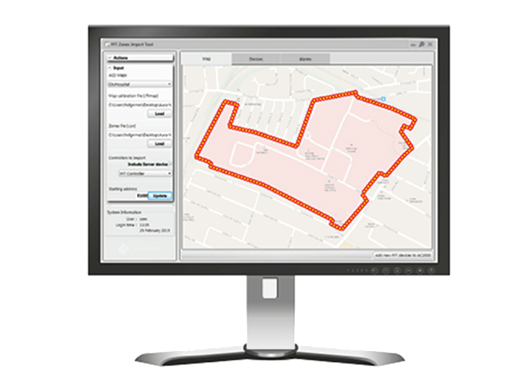 monitor showing perimeter detection information