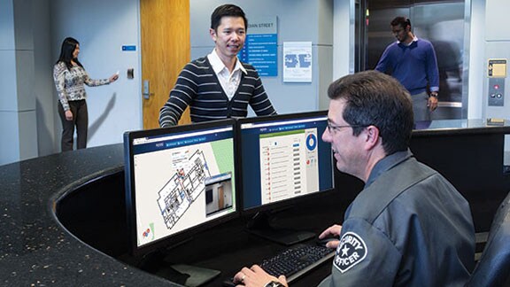 security working at front desk