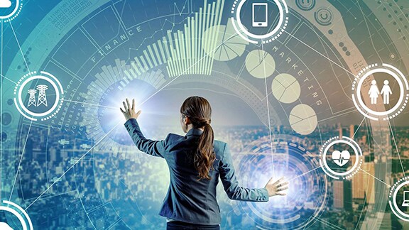Woman working on Cyber security